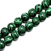 Malakit perler. Mørkegrøn. Imiteret. 6 mm